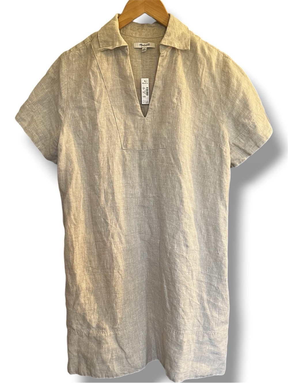 NWT Madewell Linen V-Neck Mini Dress Women's Medium